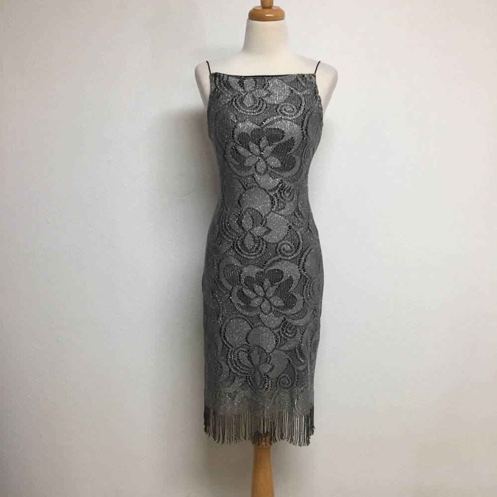 California Concepts Low Back Lace Fringe Dress